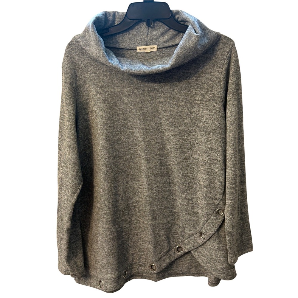 Parallel‎ Skies Gray Heathered Cowl Neck Pullover Top XL